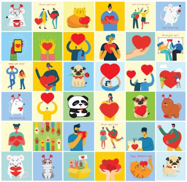 Sevgililer günü kartı şablonu, sadece vektör illüstrasyon 