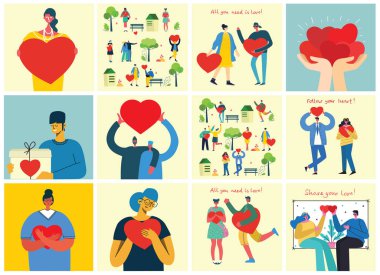 Sevgililer günü kartı şablonu, sadece vektör illüstrasyon 