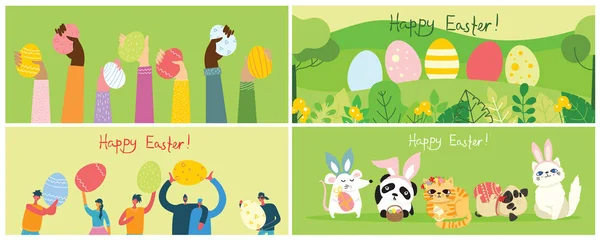 Happy Easter Card Template Simply Vector Illustration — Stock Vector