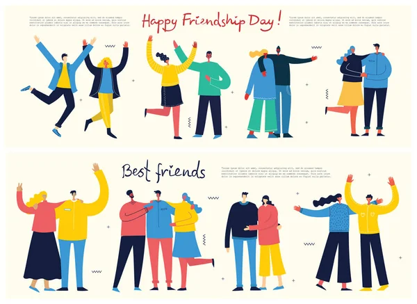 Happy Friendship Day Card Template Simply Vector Illustration — ストックベクタ