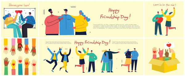 Happy Friendship Day Card Template Simply Vector Illustration — Stock Vector