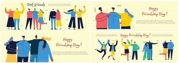 Happy Friendship Day Card Vorlage Einfach Vektorillustration — Stockvektor
