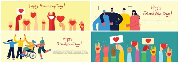 Happy Friendship Day Card Vorlage Einfach Vektorillustration — Stockvektor