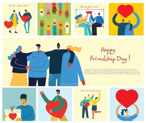 Happy Friendship Day Card Template Simply Vector Illustration — ストックベクタ