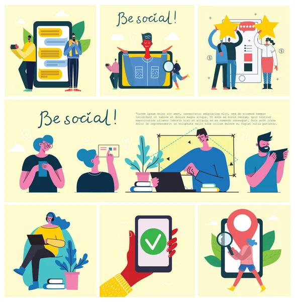 New People Business Poster Simply Vector Illustration — Stok Vektör