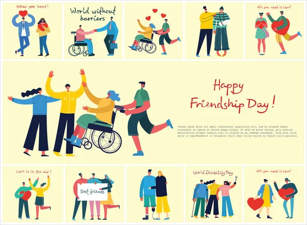 Happy Friendship Day Card Template Simply Vector Illustration — ストックベクタ