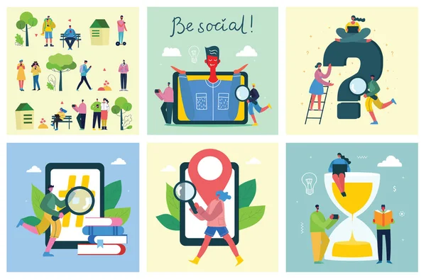 New People Business Poster Simply Vector Illustration — Stok Vektör