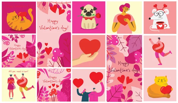 Valentines Day Card Sjabloon Gewoon Vector Illustratie — Stockvector