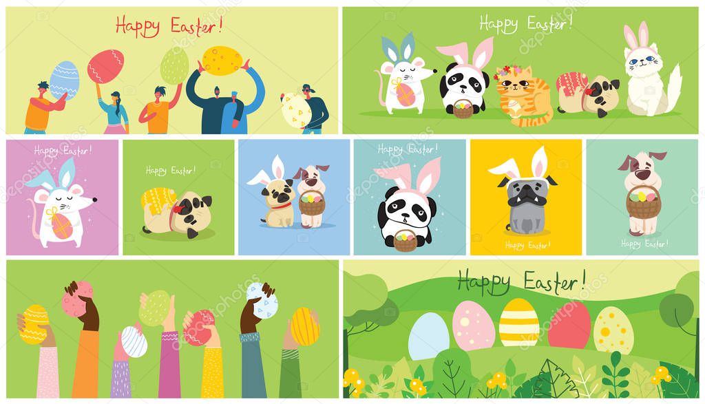 Happy Easter card template, simply vector illustration