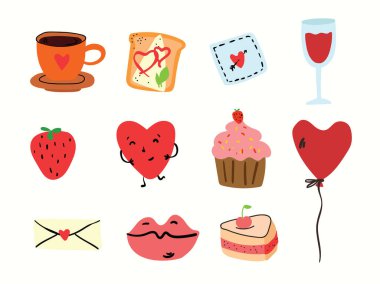 Değişik renkli simgeler kümesi, basitçe vektör illüstrasyonu 