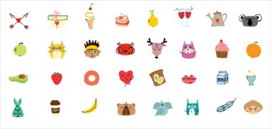 Değişik renkli simgeler kümesi, basitçe vektör illüstrasyonu 