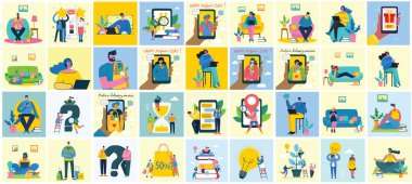 Bir dizi yeni insan işi, basitçe vektör çizimi 