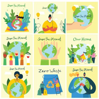 Gezegen afişini kaydet, basitçe vektör illüstrasyonu 