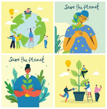 Gezegen afişini kaydet, basitçe vektör illüstrasyonu 