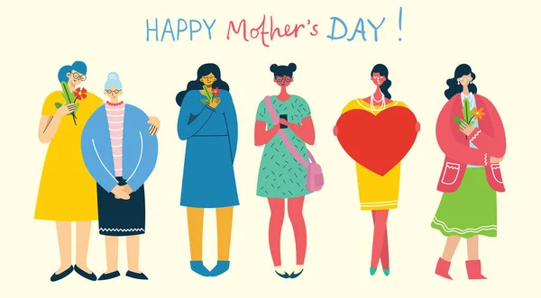 Anneler Günü Poster Şablonu Basitçe Vektör Illüstrasyonu — Stok Vektör