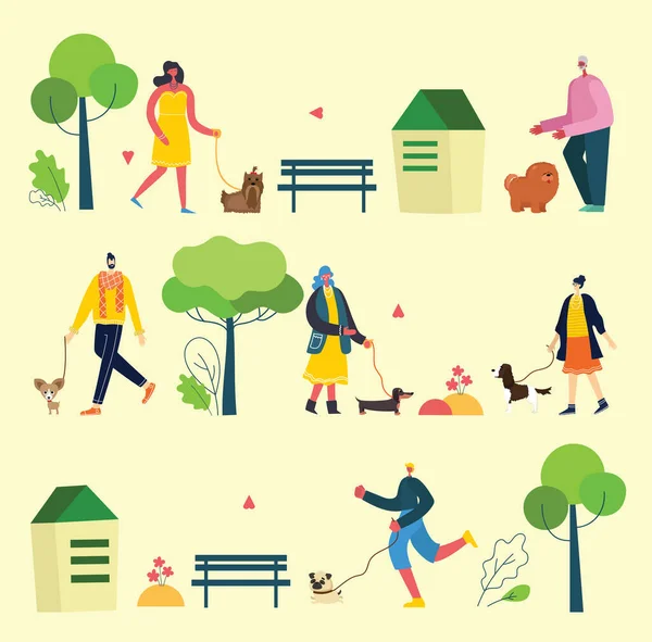 People Pets Set Simply Vector Illustration — Stock Vector