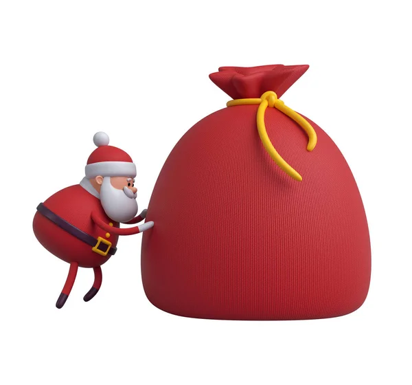 Санта-Клауса з подарункові коробки в сумці — стокове фото