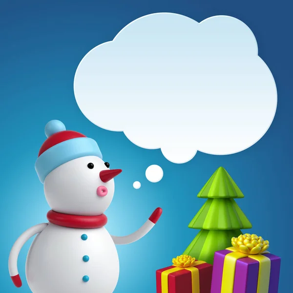 Sneeuwpop met tekstballon — Stockfoto
