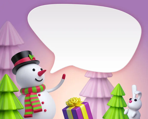 Snowman talking with  message balloon — Stock Photo, Image