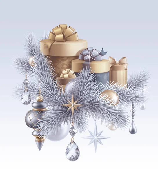 Zilveren kerstboom ornamenten — Stockfoto