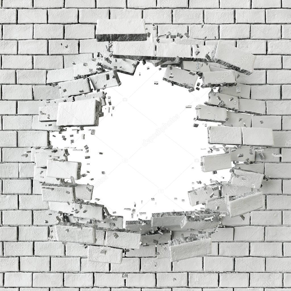 abstract broken brick wall