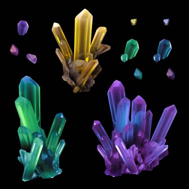 3D render kristal illüstrasyon