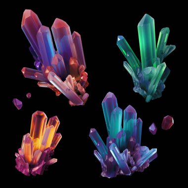 3D render kristal illüstrasyon