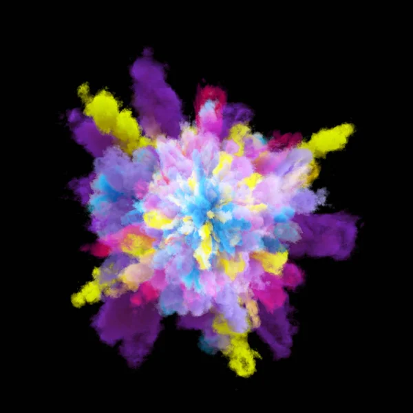 3d 렌더링, 컬러 파우더, 착 색 제, 다채로운 먼지의 구름의 폭발 — 스톡 사진