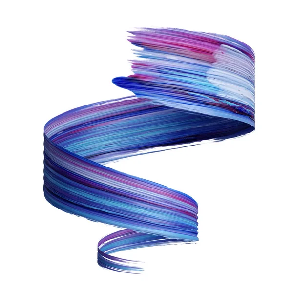 Vector 3D Paint Curl. Abstract Spiral Brush Stroke. Flowing Ribbon Shape. Digital Liquid Ink
