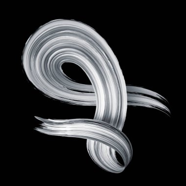 3D render, soyut fırça darbesi, beyaz boya doku, sıçrama, s