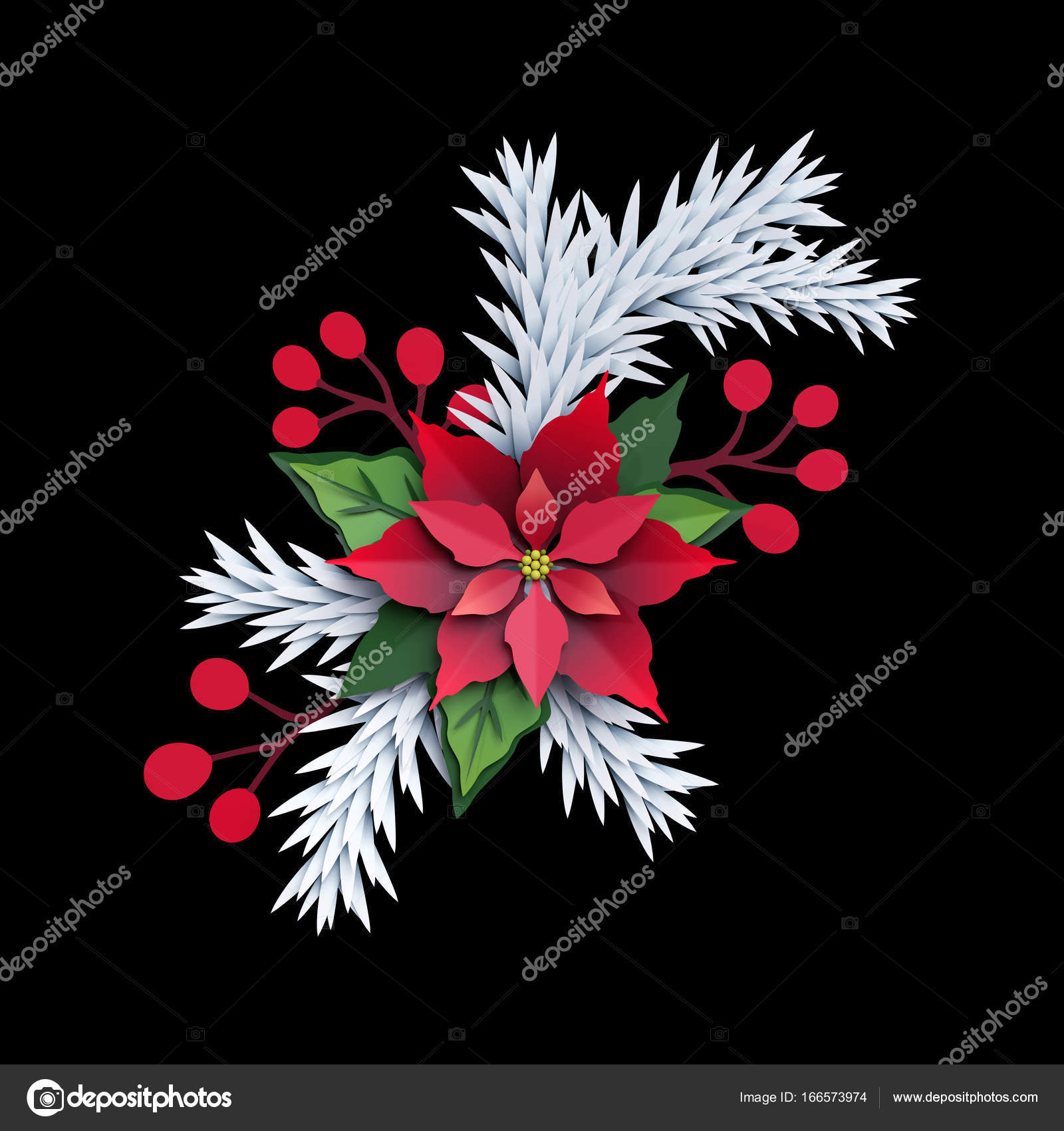 3d Rendern Weihnachten Weihnachtsstern Blume Isoliert Auf