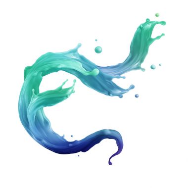 3D render, dijital illüstrasyon, soyut dinamik sıvı sıçrama,