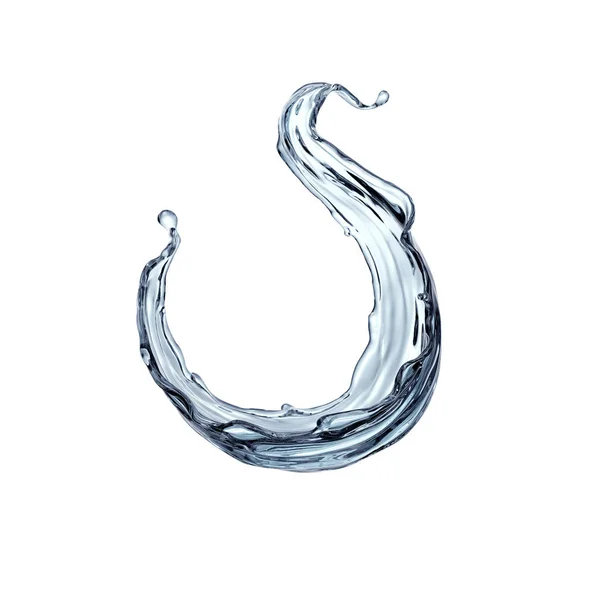 3d renderizado, salpicaduras de agua limpia y clara, ola, clip de arte líquido puro, aislado sobre fondo blanco — Foto de Stock