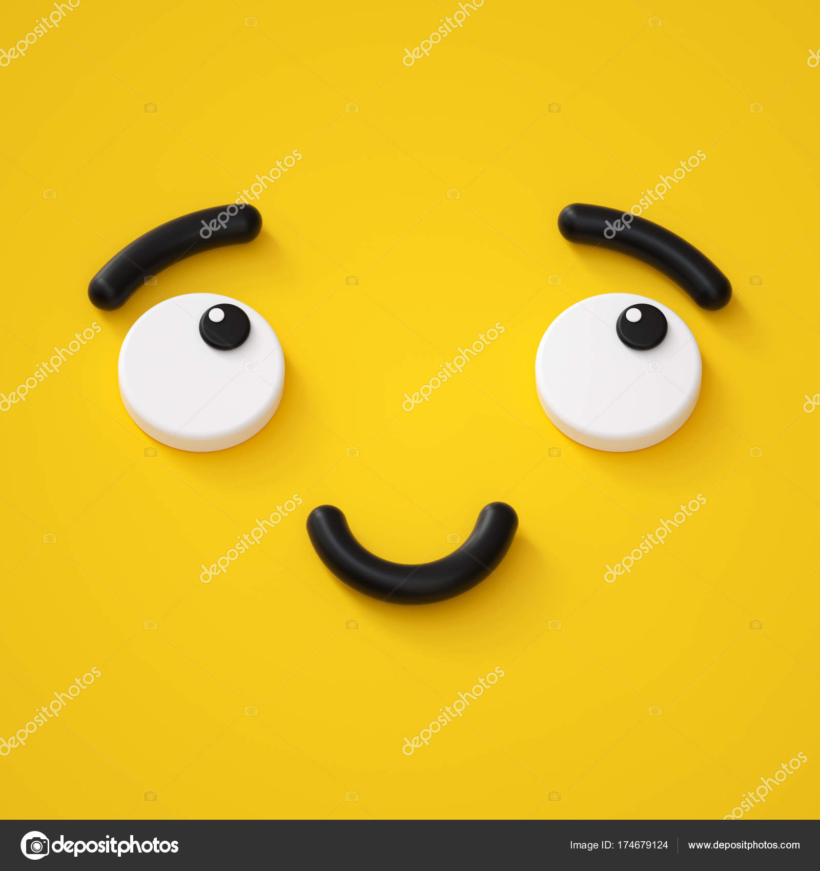 3d render, cute emotional cartoon face, shy smiley kid, adorable ...