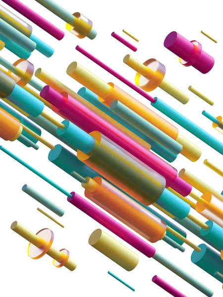 3d render, ilustración digital, cilindro colorido, fondo abstracto, formas geométricas del tubo — Foto de Stock