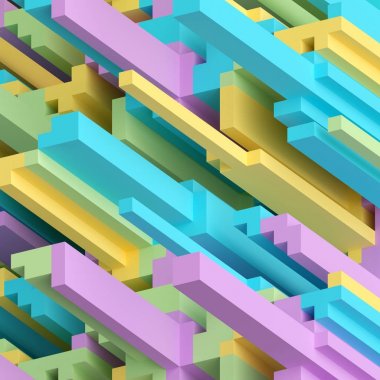 3D render, soyut Voksel arka plan, geometrik duvar kağıdı, küp, punchy pastel, modern asi renk düzeni, parlak şeker paleti