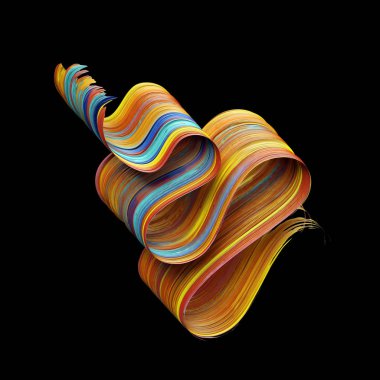 3D render, soyut sanat sarmal fırça darbesi, sarı mavi kırmızı boya smear, sıçrama, renkli curl, spektrum paleti, sıçramak, curvy şerit