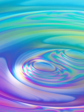 3D render, pastel holografik folyo, arka plan, sıvı dalgalı yüzeyi, yansıma, dalgaların doku