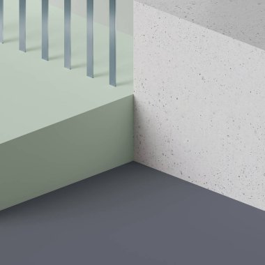 3D render, modern sahte kadar geometrik arka plan, boş şablon, minimalist boş vitrin, temel şekiller, art deco Dükkanı ekran, pastel renkler