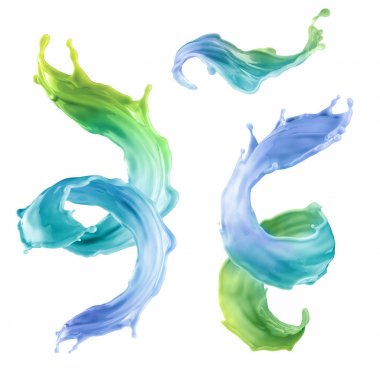 3D render, soyut sıvı, yumuşak pastel sıçramalarına, güler yüzlü içki, renkli dalgalı jetleri, gıda maddeleri, ombre renklendirici, renk karışımı, kozmetik sıvı, izole sıçramasına klip sanat küme