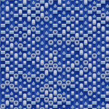 3D render, arka plan, mavi, basit bloklar üzerinde izole beyaz ilkel şekiller geometrik nesneleri dağılım, koni, küp, silindir, top