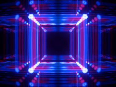 3d render, parlak çizgiler, neon ışıkları, psychedelic arka plan, küp kafes, morötesi, kızılötesi, spektrum canlı renkler, lazer gösterisi