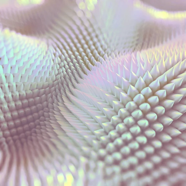 3d render, abstract nacre background, iridescent prickles, wavy macro texture, — Stock Photo, Image