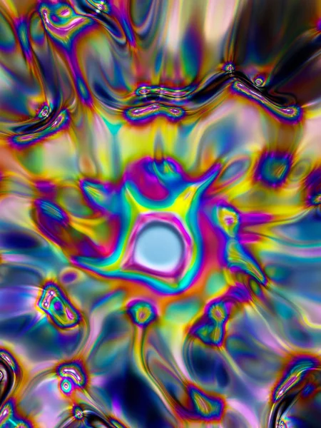 3D-rendering, abstracte achtergrond van de rainbow, vloeibare golvende oppervlak, holografisch folie, reflectie, rimpelingen textuur — Stockfoto