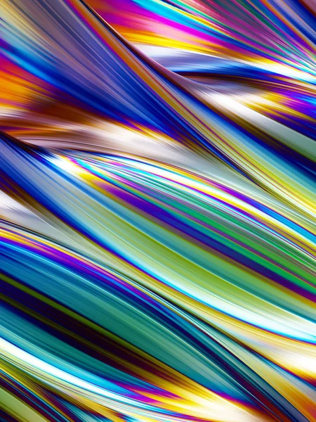 3d renderizado, lámina holográfica, fondo abstracto del arco iris, líneas vibrantes, superficie ondulada, reflexión, textura rayada — Foto de Stock