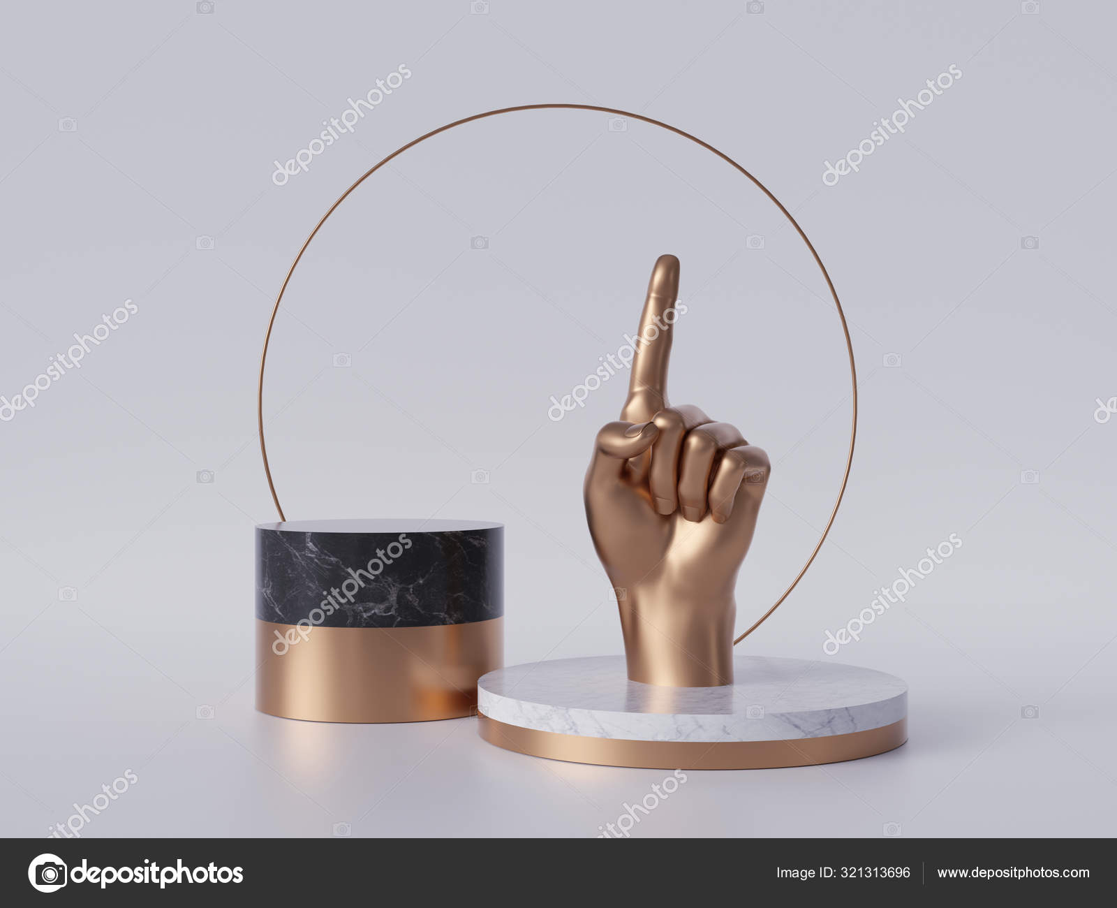 Download 3d Render Golden Hand Finger Pointing Up Recommendation Concept Black Marble Pedestal Isolated On White Background Gold Round Frame Blank Cylinder Podium Simple Design Luxury Minimal Mockup Stock Photo Image By C