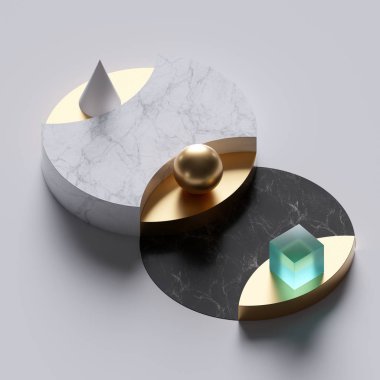 3d soyut asgari arkaplan, geometrik şekiller, siyah ve beyaz mermer silindir kaideler, basit temiz tasarım, vitrin podyumu, boş ürün gösterimi, izole nesneler, moda konsepti