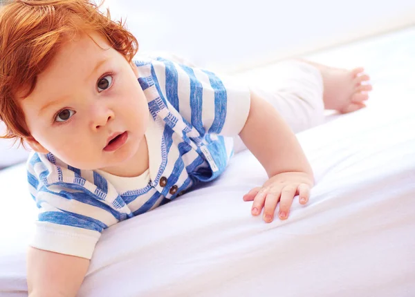 大きな目と好奇心幼児赤ちゃんの肖像画 — ストック写真