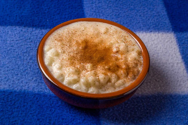 White Corn Cooked Milk Known Canjica Canjico Mungunza Rustic Bowl — Stock Photo, Image