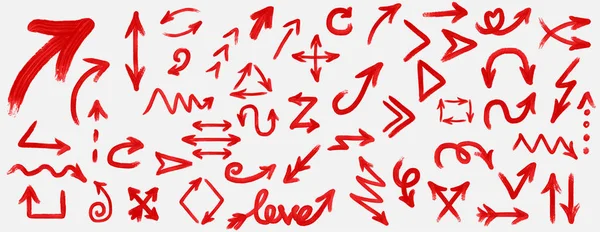 Flecha Roja Vector Arrow Hand Arrow Draw Arrows Set — Vector de stock